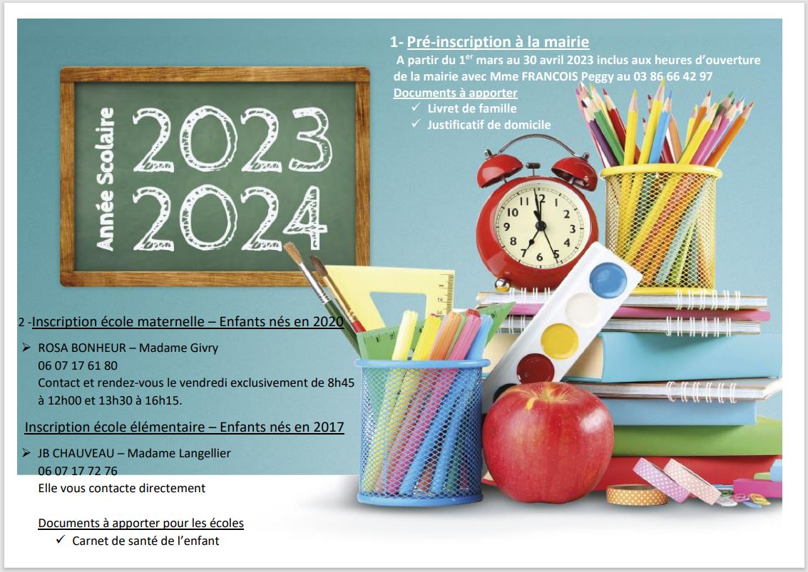 Inscriptions scolaires 2023-2024