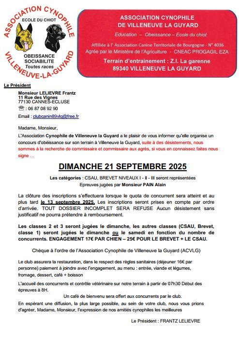 concours obéissance canine - 21 septembre